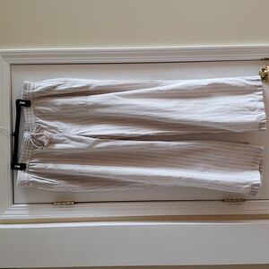 Cream White Striped Lightweight Wide-Leg Pant with Braided Belt Accent Sonoma XL